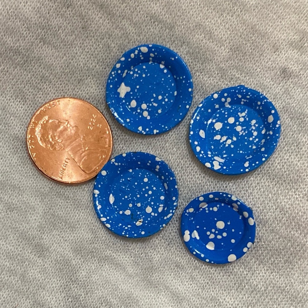 Blue and White miniature enamel plates